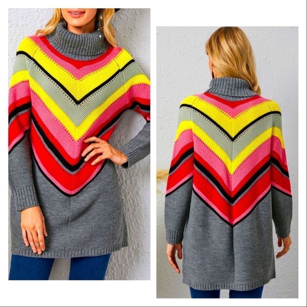 NWT! COLORFUL CHEVRON COLOR BLOCK RAGLAN SLEEVE SWEATER!